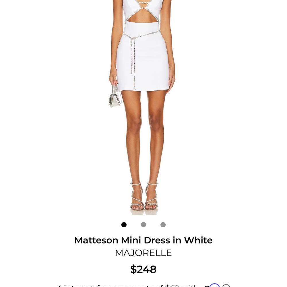 MAJORELLE White Cutout Mini Dress with Chain Detail